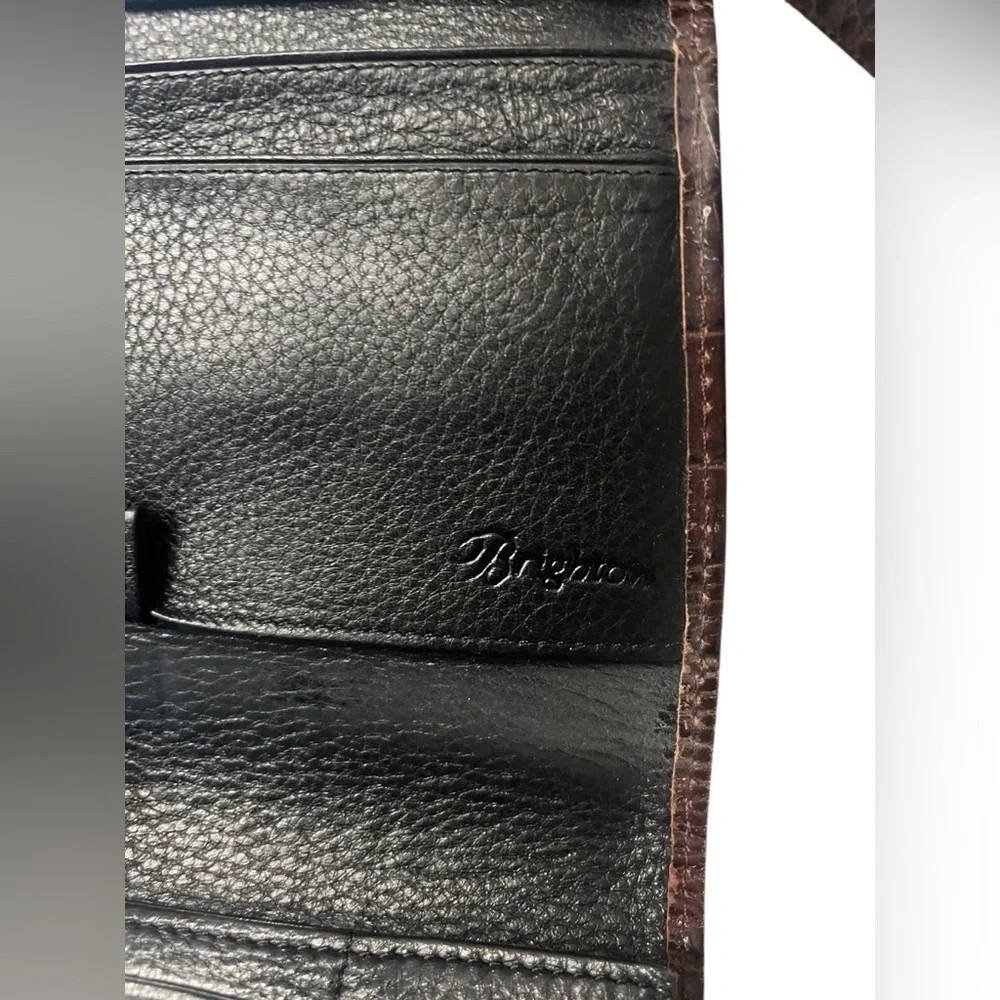 Brighton purse crossbody wallet braided handle brown black leather silver